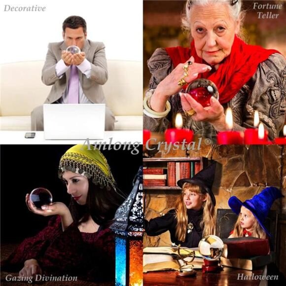 Amlong Crystal 3 inch (80mm) Clear Crystal Ball with Redwood Lion Resin Stand - Picture 6 of 8